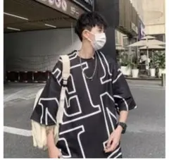 Ｔシャツ カットソー 英字プリント ストリート系 トップス 丸襟 薄手