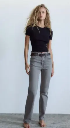 ZARA グレー ストレートデニム EUR 38 股下長め
