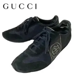 GUCCI スエードナイロンスニーカー ロゴ GGマーモント 26.5 紫 黒