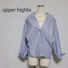 アッパーハイツTHOMASMASON【美品】長袖ストライプシャツ ブルー