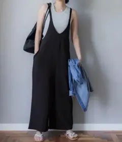最終値下げ‼︎ coca ブラック サロペット ONE SIZE