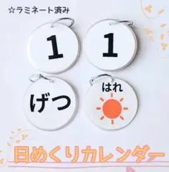 シンプルな日めくりカレンダーの番号札セット