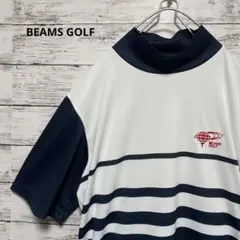 BEAMS GOLF ボーダー柄モックネックシャツ 刺繍 ロゴ お洒落 人気