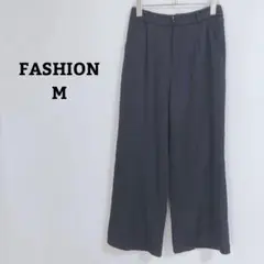 ファッション　ワイドパンツ　タック　オフィカジ　シンプル　後ろゴム　ポケット　M