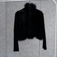 ブラックフェザー コート アウター ファー　グランジ