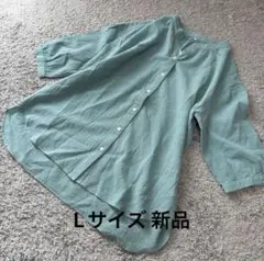 レディース uv対策接触冷感ジョーゼット調七分袖ブラウス淡緑L新品