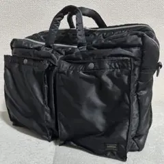 美品✨　２層　A4◎ 大きいサイズ　タンカー　ポーター　ブリーフケース　ブラック