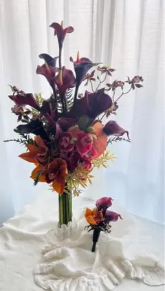 アーティシャルフラワー　ブーケ　ブートニア　セット 結婚式ブーケ オーダーブーケ