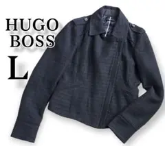 HUGO BOSS ヒューゴボス ツイードライダースジャケット ネイビー