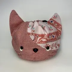 巾着　ちび猫ブチ:ピンクNo.90-CM