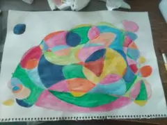 抽象水彩画 A4サイズ 多彩な色合い