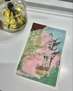 江南春シリーズ　亭台　油彩画　原画　ハガキ　ポストカード　江南　風景　中国
