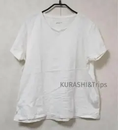 KURASHI&Trips 素肌も心もよろこぶTシャツ / Vネック/ホワイト