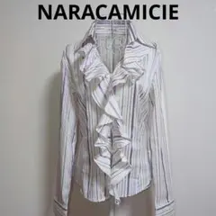 NARACAMICIE　ナラカミーチェ　ストライプフリルシャツIII　LLサイズ