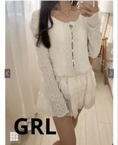 GRL. ダイヤ柄 レースショート丈カーディガン新品未使用 【dk1458】