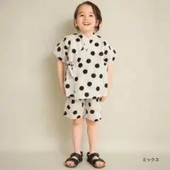 水玉模様 甚平 上着とショートパンツセット 100