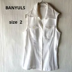 BANYULS ホワイト ノースリーブシャツブラウス　サイズ　2