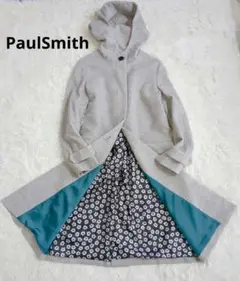 Paul Smith ポールスミス カシミヤ 混 フード付き Aラインコート