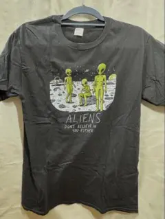 GILDAN メンズTシャツ ブラック 宇宙人プリント Lサイズ