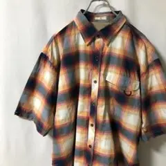 N-4796 ASCEND アメリカ古着 アウトドアシャツ チェック半袖 XL