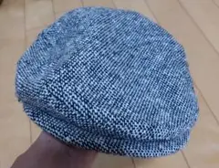 ハンチング帽 白黒ツイード フリーサイズ