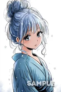 539 オリジナルデザイン 人物ステッカー 女性 バスローブ 4枚