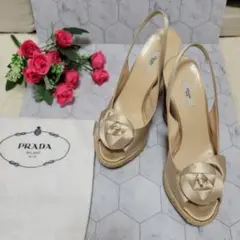 PRADA 夏にぴったり ウェッジソール 厚底サンダル オープントゥパンプス