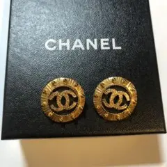 良品☆オールド シャネル イヤリング ココマーク ヴィンテージ ロゴ 金✖️黒