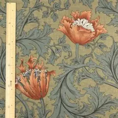 50㎝　moda生地ウィリアムモリス　アネモネ　オレンジ花