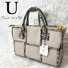 【美品】 ユー U ティサージュ ラルジュ トートバッグ パイソン A4 タグ付