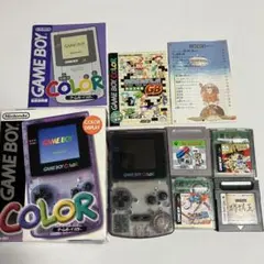 ゲームボーイカラー本体 クリアパープル　箱あり　ソフト付き　GB 動作確認済み