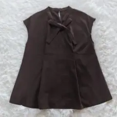 ノースリーブ ブラウス セットアップ 上下セットダークブラウン