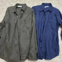 2025SS 今季モノ　UNIQLO プレミアムリネンシャツ　カーキ　ブルー