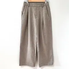 ◉UNIQLO　ブラッシュドジャージータックワイドパンツ　S　ベージュ