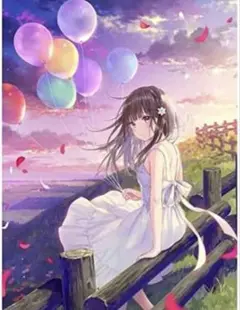 新品未使用ダイヤモンドアート クロスステッチキット バルーン 美しい漫画の女の