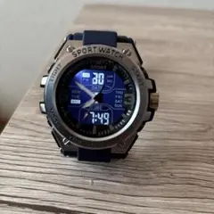 スポーツデジタル腕時計 ネイビー