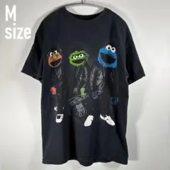 キャラ Tシャツ 古着 黒 セサミストリート RUN DMC ラッパー Mサイズ