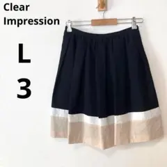 クリアインプレッション L バイカラー プリーツスカート セレモニー ネイビー