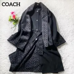現行品♡COACH シグネチャー柄 ロング ウールコート ストール付き ベルト