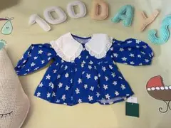 ベビー服　キッズ服　トップス　青色　花柄　新品未使用品　90cm