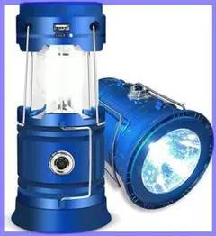 ✨安値✨LED ランタン キャンプ ライト 懐中電灯 折り畳み式 ブルー