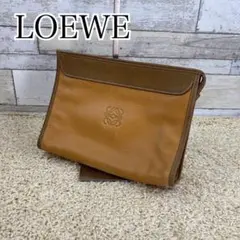LOEWE ロエベ クラッチバッグ セカンドバッグ アナグラム レザー ブラウン
