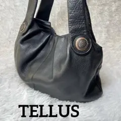 TELLUS シボ革　ギャザーバッグブラック裏地赤　archive Y2K