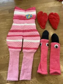 【自作】ケロポンズの服90cmとエビカニクスの手、フラミンゴの手