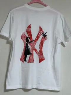 バンクシー パロディ　マリファナと少女　NY　半袖Tシャツ M