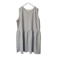 Rin 大きめサイズ 5L 美品ノースリーブチェックワンピース かわいい パール