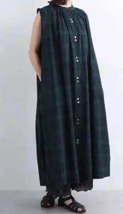 新品未使用　クラウドナイン　ロングワンピース　チェック　インド綿