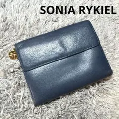SONIA RYKIEL ソニアリキエル 二つ折り財布 レザー ゴールドロゴ
