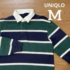 セール！ユニクロ メンズ ラガーポロシャツ 長袖 M グリーン