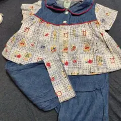 古着Baby Club デニム チェッククマさん柄 セットアップ 1